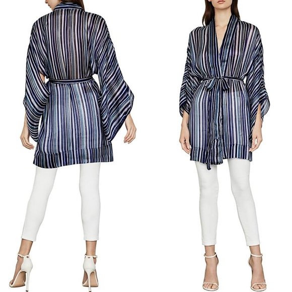 *NWT* BCBGMaxAzria Light Stripe Woven Belted Kimono *Size XS/S* - Picture 6 of 16